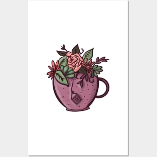 Floral Tea Cup Posters and Art